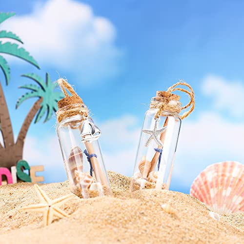 Beach Christmas Ornaments Set - Glass Bottles with Sand & Seashells, Holiday Decor