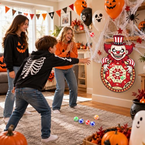 Halloween Dart Board Game with Sticky Balls for Party Decorations