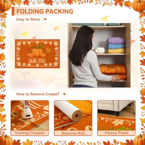 Hello Pumpkin Fall Door Mat 17x29 Inches Welcome Rug for Porch & Entryway - Variations Available