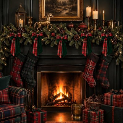 12 Pack Christmas Tartan Plaid Velvet Bows 10x5 Inches Holiday Decor