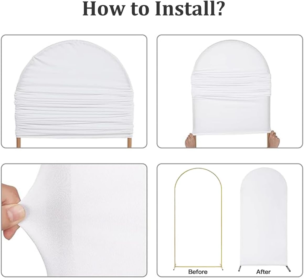 Socomi White Wedding Arch Backdrop Cover - 5FT Fitted Spandex for Bridal & Baby Shower Decor