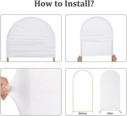 Socomi White Wedding Arch Backdrop Cover - 5FT Fitted Spandex for Bridal & Baby Shower Decor