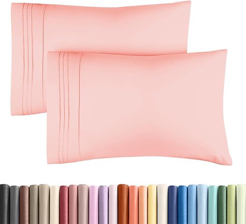 King Standard Pillow Cases - Ultra-Soft Hotel Quality Covers | Cozy, Fade-Free & Wrinkle Resistant - Baby Pink - Set of 2