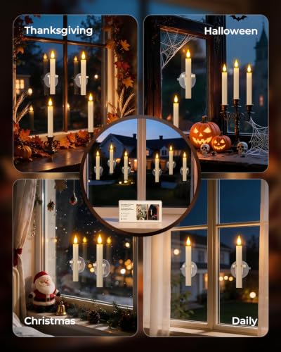 Rechargeable LED Window Candles with Dusk to Dawn Sensor - Suction Cup Lights