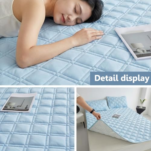 Queen & King Size Mattress Protector with Straps - Thin Waterproof Cover Grey 90x200cm