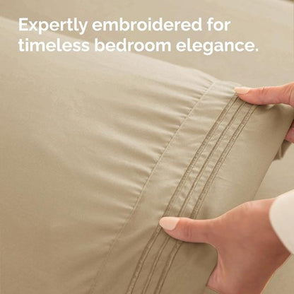 Standard Pillow Cases Set of 4 - Ultra Soft Hotel Quality Pillowcase Covers - Comfy Cozy Bedding for Women, Men, Kids & Teens - Machine Washable Pillow Protectors - 4 Piece Set - Standard Size Beige
