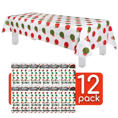 Holiday Snowflake Disposable Tablecloth 54x108 Inches - 12 Pack