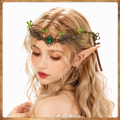 7-Piece Renaissance Costume Accessories Set with Fairy Wreath and Elf Ears