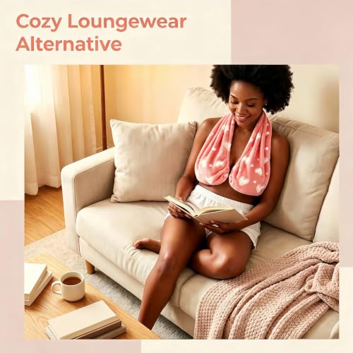 Pink Adjustable Hands-Free Bra Towel for Women - Quick Dry Shower Wrap