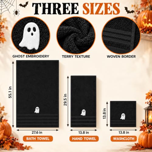 Halloween Ghost Bath Towel Set - 6-Piece Cotton Towels for Bathroom & Spa