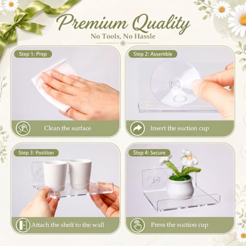 Clear Acrylic Window Plant Shelves - 2 Pack, Suction Cup Floating Ledge for Herbs & Microgreens