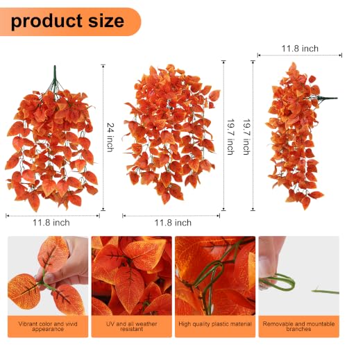 Artificial Hanging Plants for Outdoors - Fall Red Coleus, UV Resistant, 2 PCS