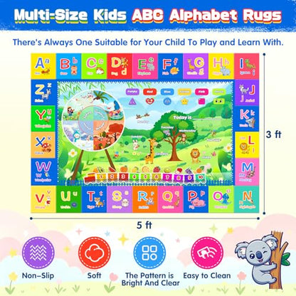 Kids Playroom Rug, Soft Non-Slip ABC Educational Carpet 3' x 5' - Colorful