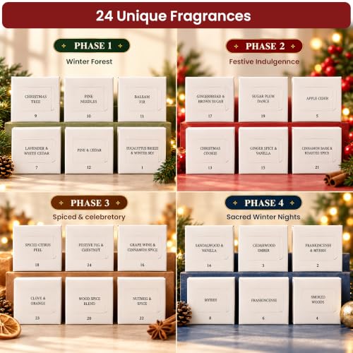 Incense Cones Advent Calendar 2026 – 24 Festive Christmas Scents, Natural Slow Burn