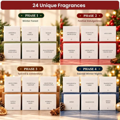 Incense Cones Advent Calendar 2026 – 24 Festive Christmas Scents, Natural Slow Burn