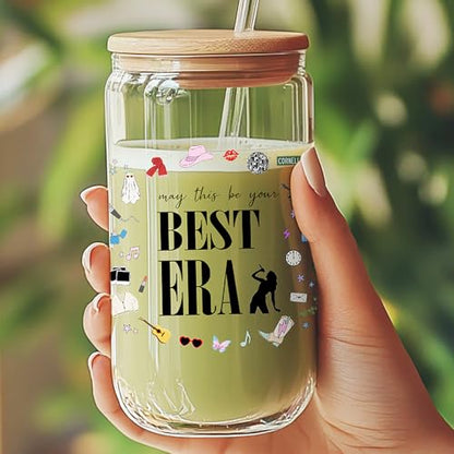 Best Era Glass Tumbler – 16oz Iced Coffee Mug for Taylor Fans, Gift for Music Lovers