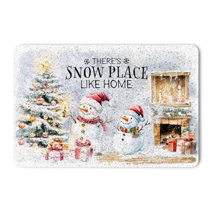 Christmas Snowman Door Mat - Farmhouse Snowy Tree Welcome Rug for Indoor Outdoor Entrance - 17x30 Inches - Variation of THIS listing