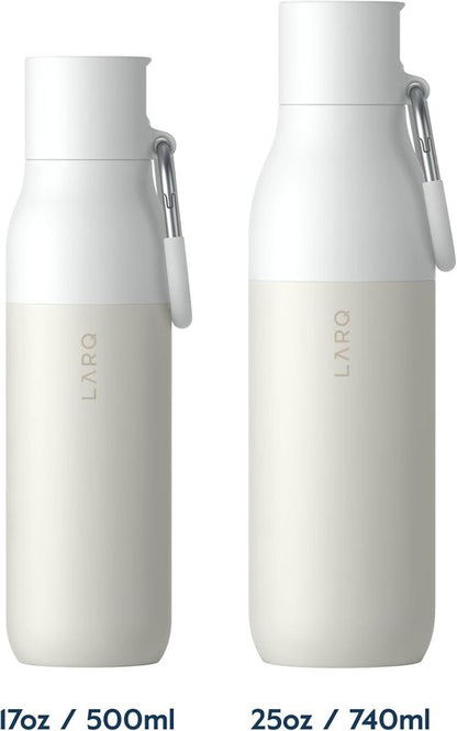 LARQ Bottle Flip Top 17 oz - Insulated Stainless Steel Water Bottle With Straw | BPA Free | Keeps Drinks Cold for 24 Hours | Granite White