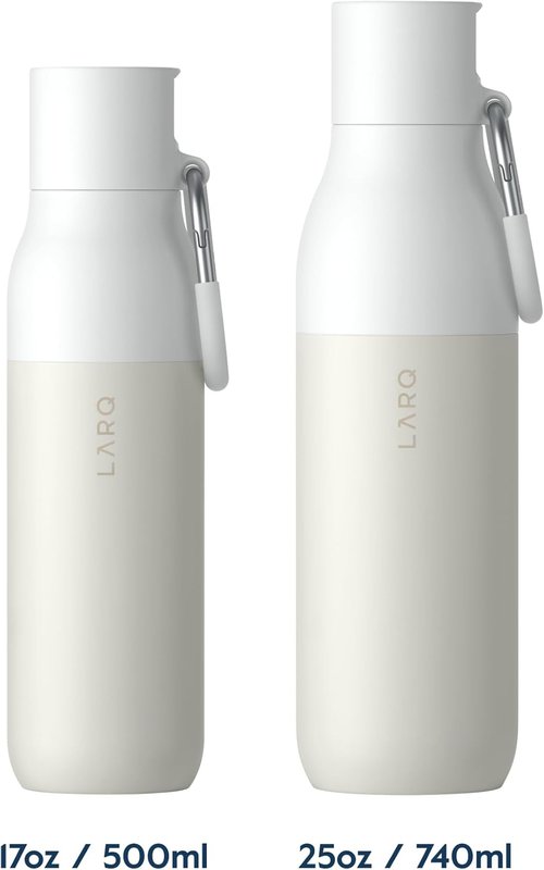 LARQ Bottle Flip Top 25 oz - Insulated Stainless Steel Water Bottle With Straw | BPA-Free & Reusable | Keeps Drinks Cold for 24 Hours, Granite White