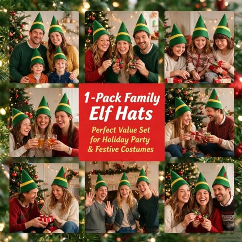 Green Christmas Elf Hats Bulk Adults Santa Costume Accessories
