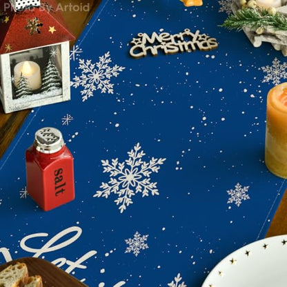 Snowman Winter Table Runner 13x36 Inch Blue Holiday Home Decor