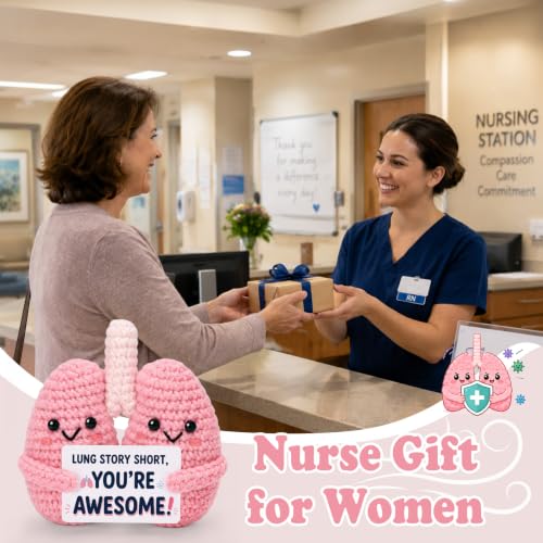 Respiratory Therapist Gift - Handmade Crochet Pink Lung Plush for Medical Professionals