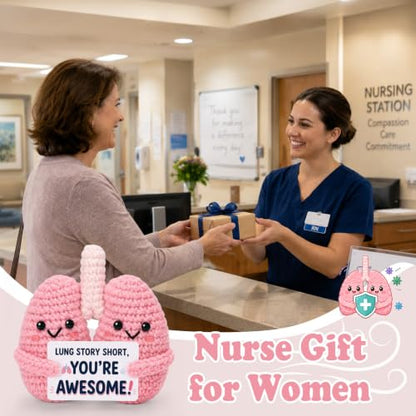 Respiratory Therapist Gift - Handmade Crochet Pink Lung Plush for Medical Professionals