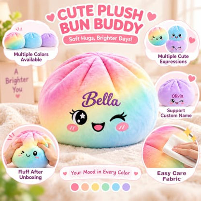 Baozi Pillow - Custom Name Embroidered Plush Dumpling Gift - Bun Shaped Decor