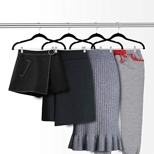 OIKA Black Velvet Hangers - Space-Saving Non-Slip Clips for Skirts & Dresses | 20 Pack, 16.7-Inch