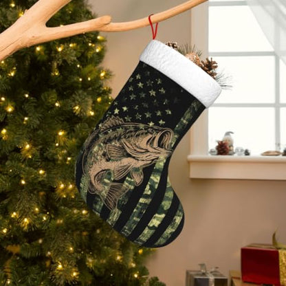 Fish Camo Flag Christmas Stocking Large Xmas Holiday Decoration - Fish Camo Flag Variation