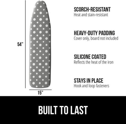 GORILLA GRIP Ironing Board Cover & Pad - Silicone Coating, 400°F Scorch Resistant, 15x54" Dots