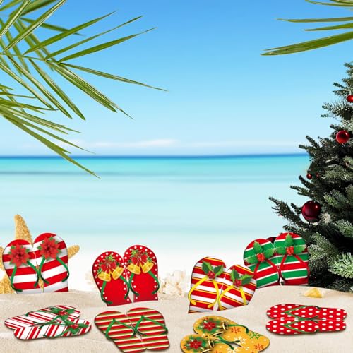 Christmas Wooden Slipper Ornaments - Beach & Hawaiian Style Holiday Decor