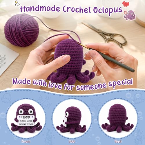 Friend Gift - Handmade Crochet Octopus for Best Friend, Sister, Coworker, or Work Bestie