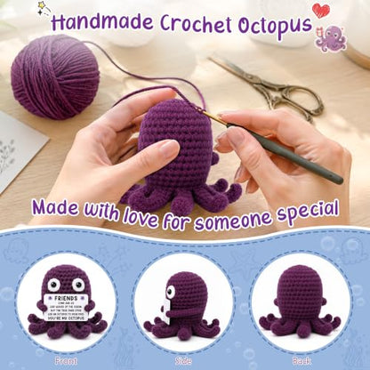Friend Gift - Handmade Crochet Octopus for Best Friend, Sister, Coworker, or Work Bestie