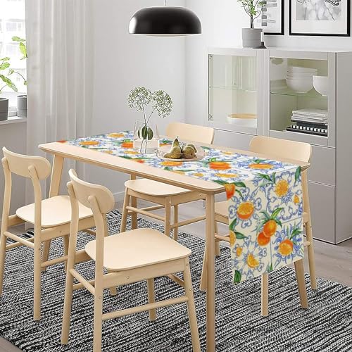 Summer Orange Table Runner 13x108in with Lemon Variation - Farmhouse Decor
