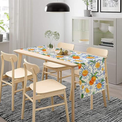 Summer Orange Table Runner 13x108in with Lemon Variation - Farmhouse Decor