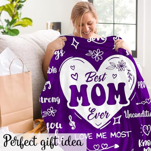 Best Mom Ever Blanket - Soft Warm Gift for Mothers Day, Birthday, Christmas