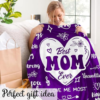 Best Mom Ever Blanket - Soft Warm Gift for Mothers Day, Birthday, Christmas