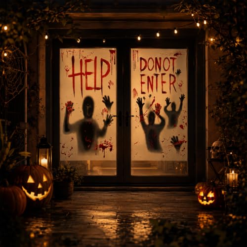 Halloween Bloody Window Posters Set - Black and Red 2 Pieces