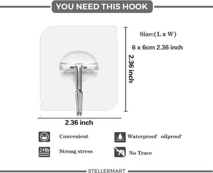 Easenest Heavy-Duty Adhesive Wall Hooks - 12 Pack Nail-Free Sticky Hangers for Bathroom & Kitchen