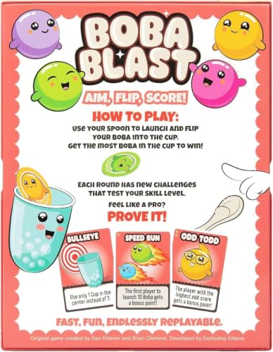 Exploding Kittens Boba Blast Party Game for Kids & Adults, 2-5 Players