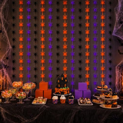 Halloween Spider Tinsel Foil Curtain - 2 Pack, 1m x 2m, Party Decor