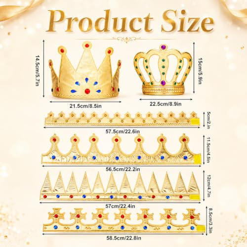 Gold Glitter Paper Crowns Party Set for Halloween, Birthday & Events