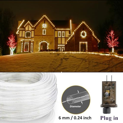 75ft Waterproof LED Rope Lights with Remote Control - Warm White Outdoor Decor