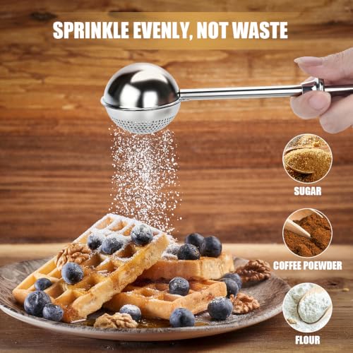 2PCS Stainless Steel Flour Duster for Baking, Even Dusting & Refillable