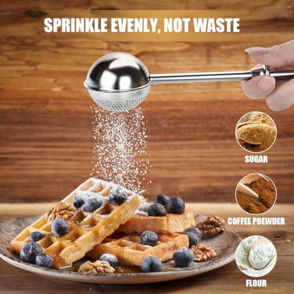2PCS Stainless Steel Flour Duster for Baking, Even Dusting & Refillable