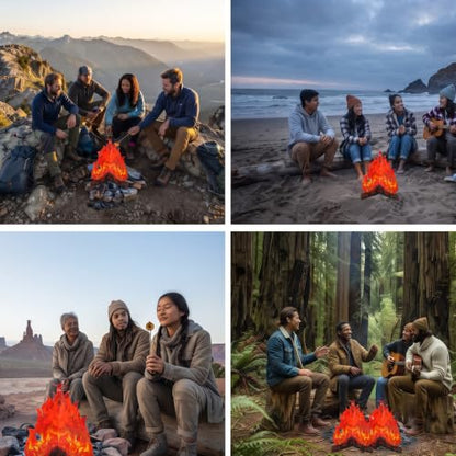 Fake Campfire Decorations Set - 3D Cardboard Bonfire Log Cutouts for Halloween, Christmas & Party
