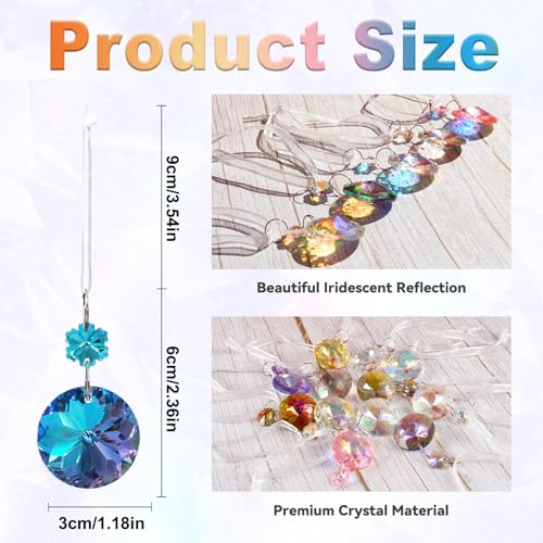 24pcs Iridescent Crystal Ornaments for Christmas Tree & Holiday Decor - Round & Flower Shaped