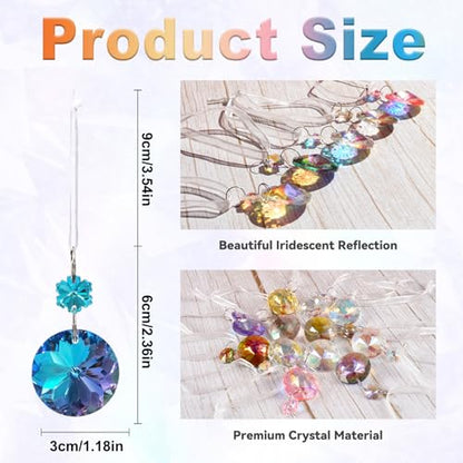 24pcs Iridescent Crystal Ornaments for Christmas Tree & Holiday Decor - Round & Flower Shaped