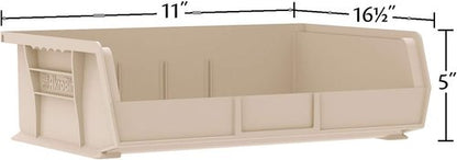 Akro-Mils Plastic Storage Bins - Space-Saving Stackable Organizers for Garage & Pantry | 11" x 16" x 5", Black, 6-Pack